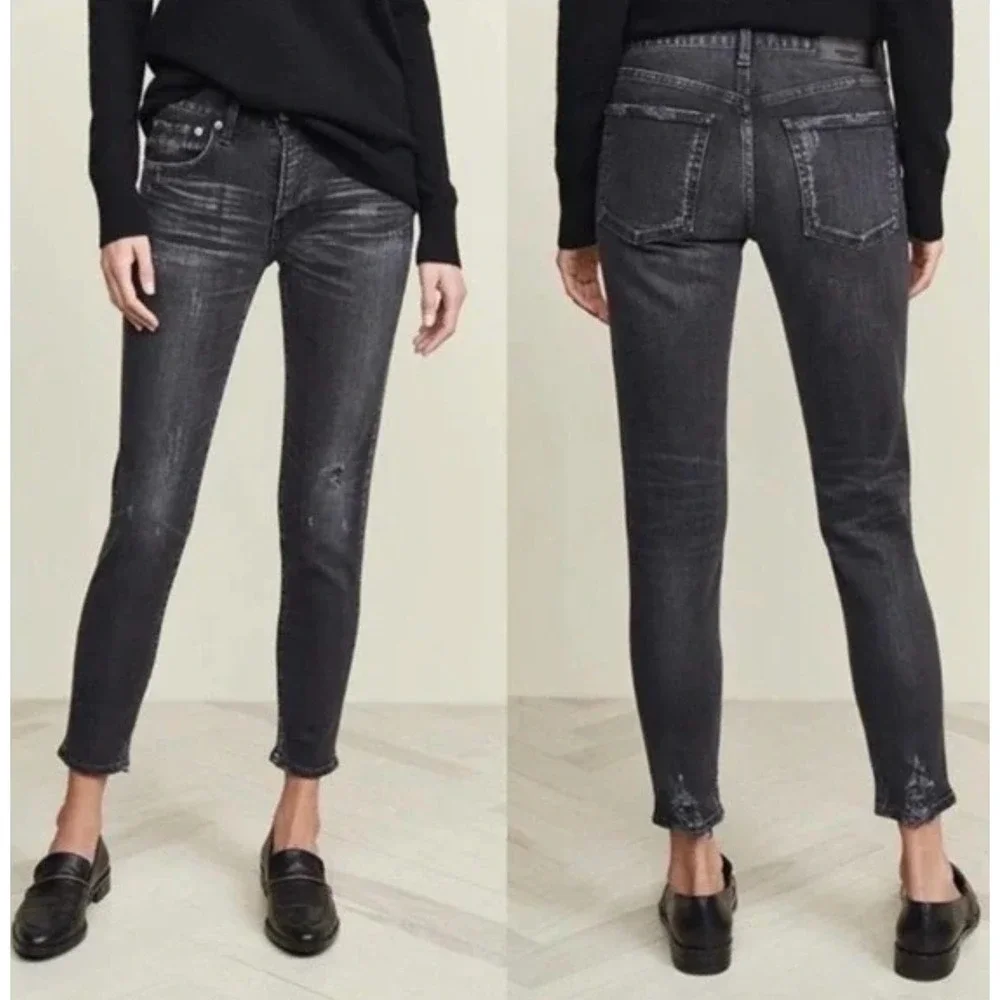 Moussy Vintage Velma Skinny Jeans Distressed in Black Size 25 - Picture 1 of 10